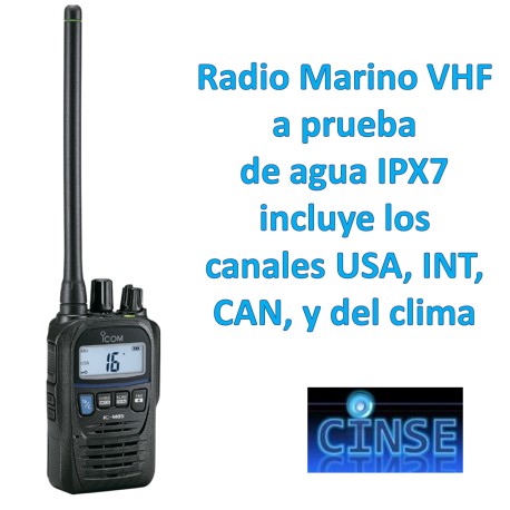 Radio Marino Ultracompacto VHF IPX7 Resistente al Agua IC-M85